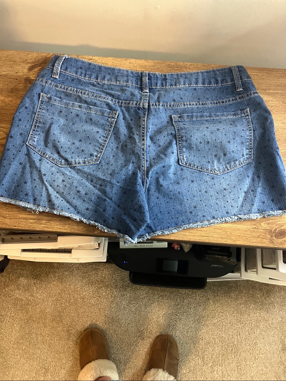 Faded Glory Blue Star-Print Denim Cutoff Shorts